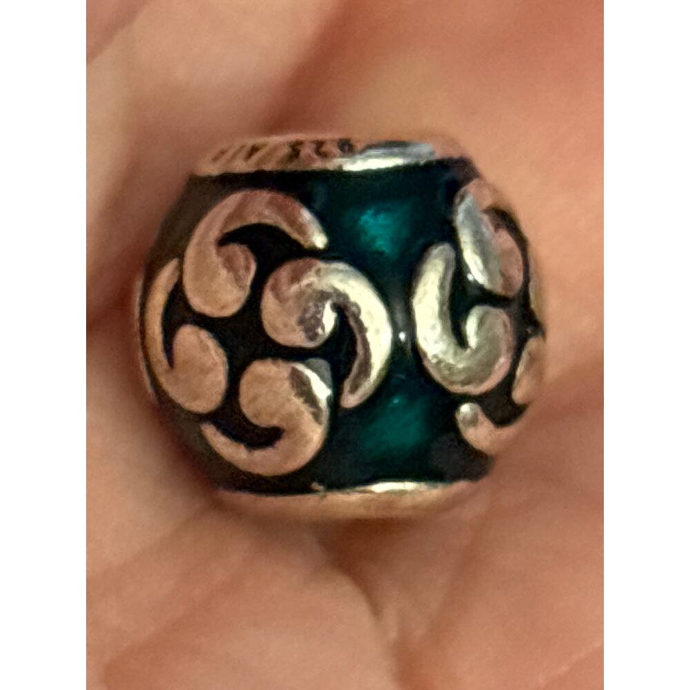 Pandora 925 ALE Green Enamel Swirl Charm Sterling Silver - Picture 5 of 5